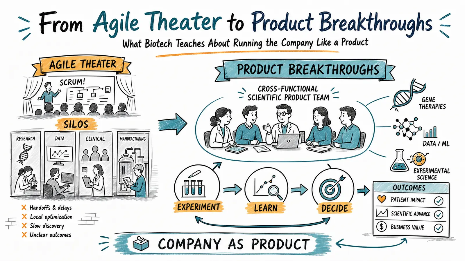 From Agile Theater to Product Breakthroughs: What Biotech Can Teach Us About Running Companies Like Products
