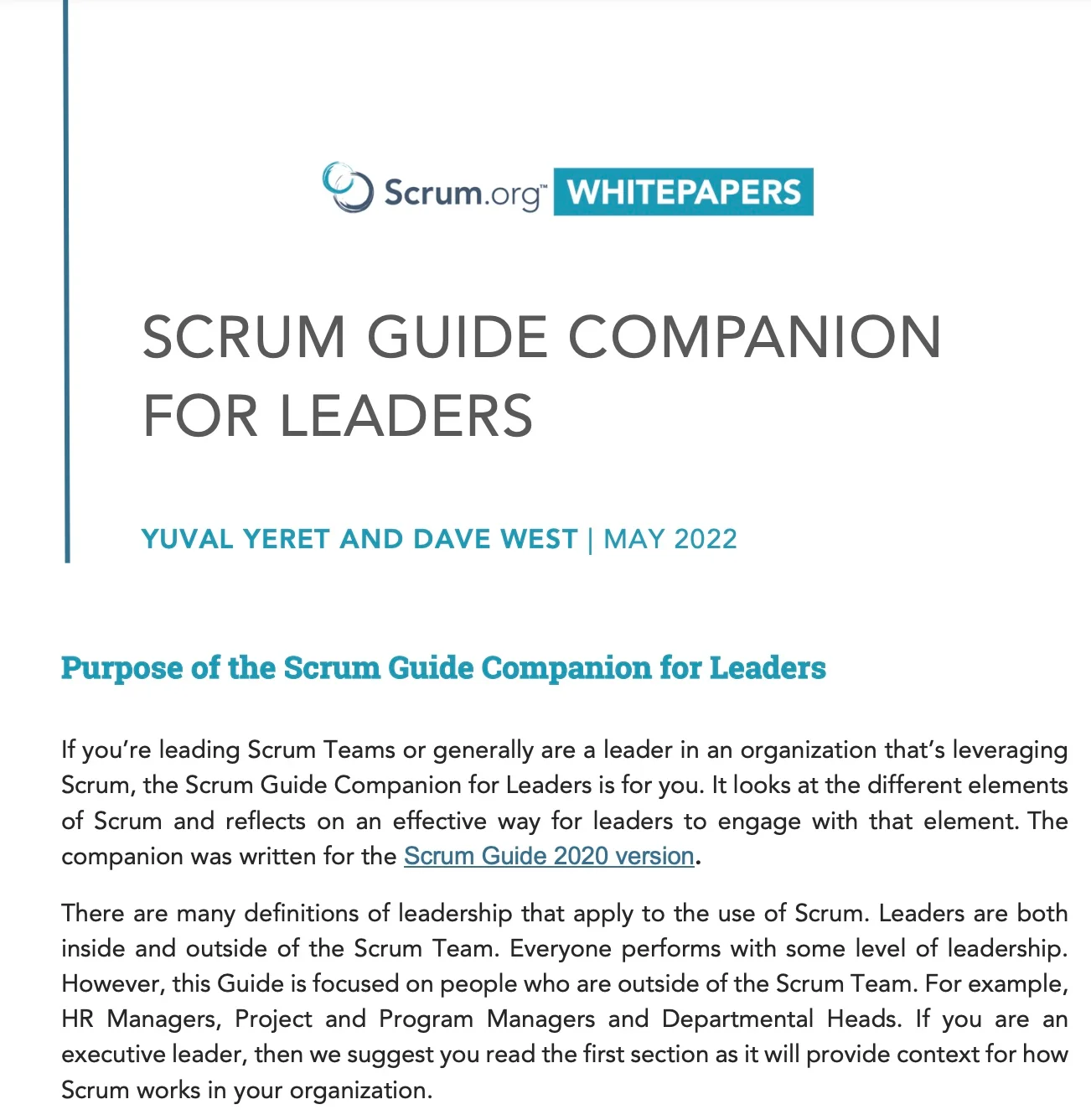 Scrum Guide Companion for Leaders